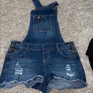 Denim shorts overalls